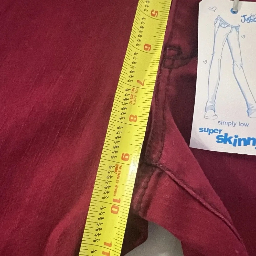 Justice Girls Premium Deep Red Skinny Jeans Size 14 Plus Stretch Low Rise‎ NWT